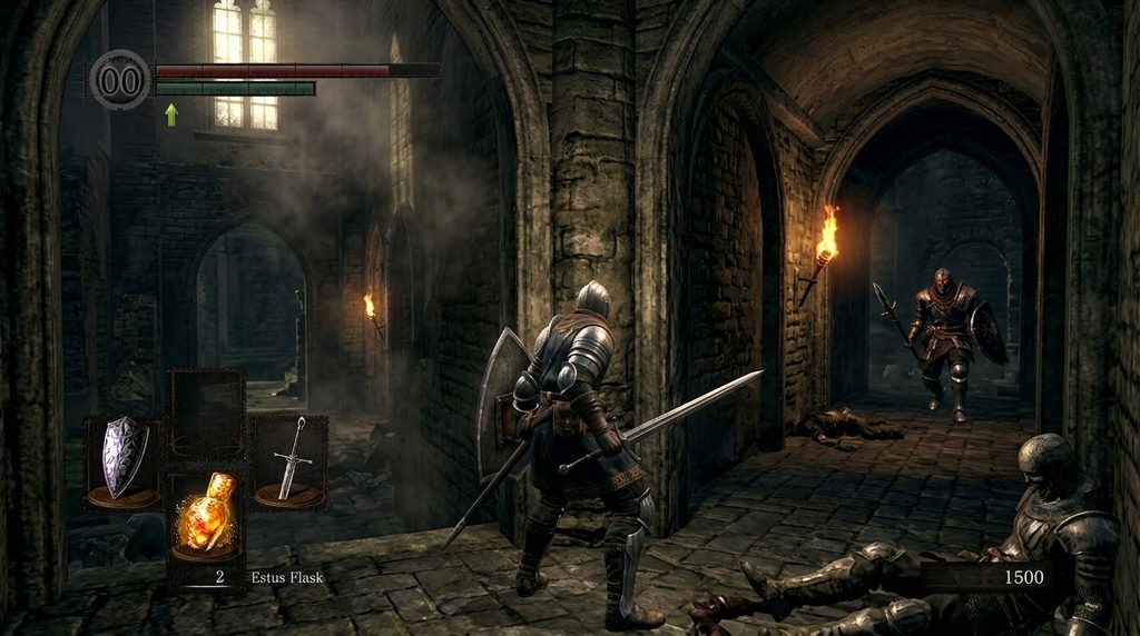 DARK SOULS REMASTEREDで敵を警戒しながら探索する主人公