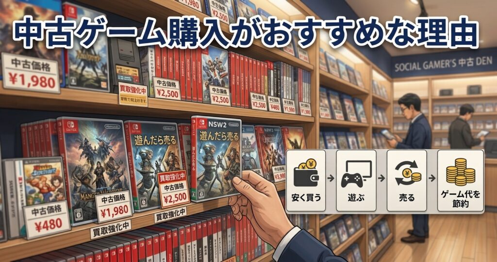 中古のNintendo Switch 2ゲームソフトを選ぶ社会人ゲーマー
