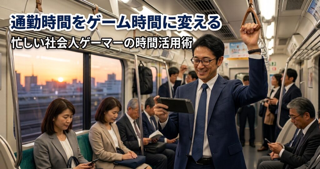 通勤電車でゲームを楽しむ社会人ゲーマー