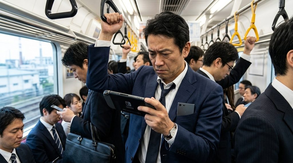 通勤電車で立ったままDARK SOULS REMASTEREDをプレイする社会人ゲーマー