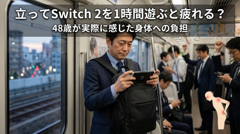 通勤電車で立ってSwitch 2を遊ぶ48歳の社会人ゲーマー